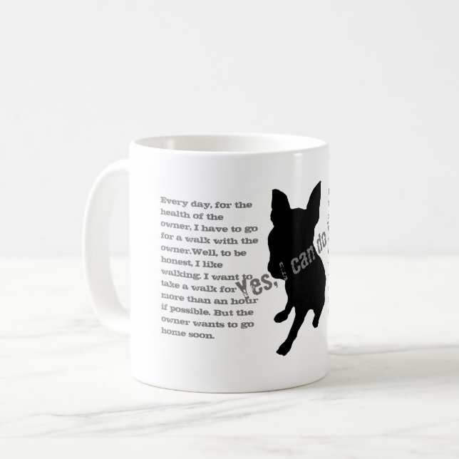 silhouette of a sitting dog coffee mug (Front Left)