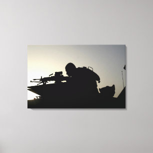 Silhouette of a Squad Automatic Weapon gunner Canvas Print