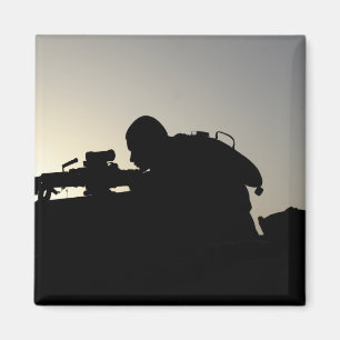 Silhouette of a Squad Automatic Weapon gunner Magnet
