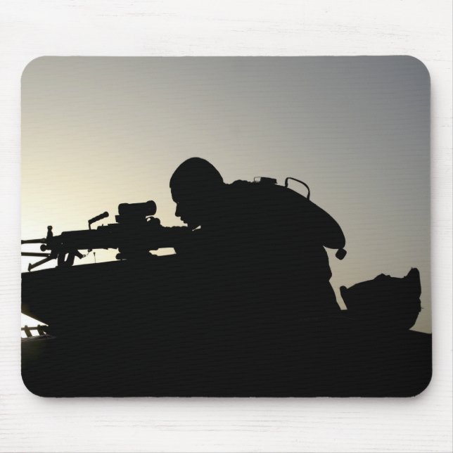 Silhouette of a Squad Automatic Weapon gunner Mouse Mat (Front)