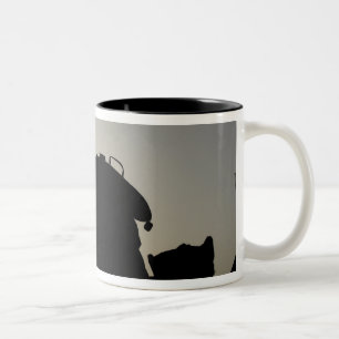 Silhouette of a Squad Automatic Weapon gunner Two-Tone Coffee Mug