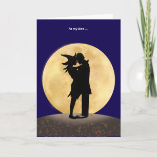 Silhouette of a Witch and Vampire embracing Card