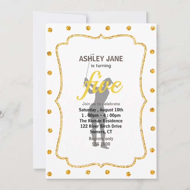 Silhouette of a woman playing golf invitation (Front)