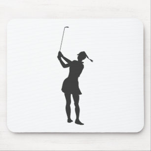 Silhouette of a woman playing golf mouse mat