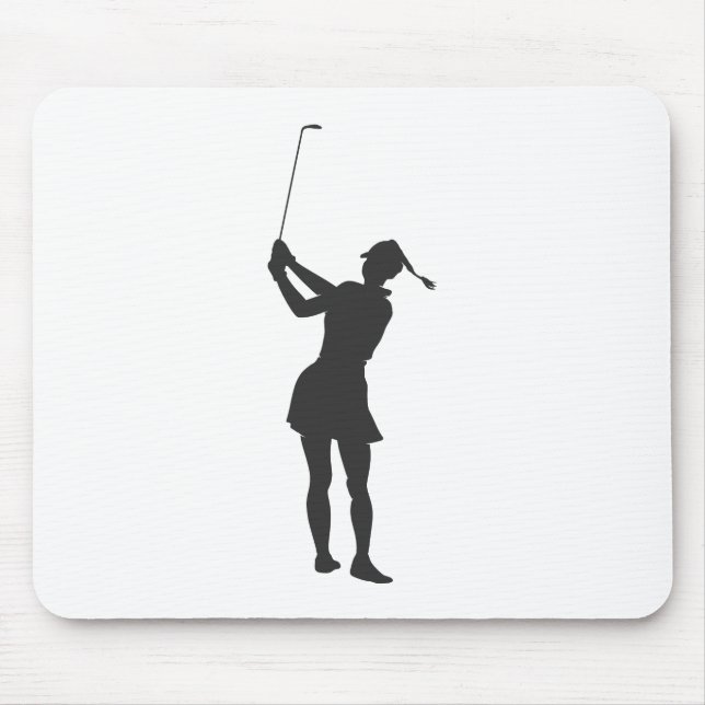 Silhouette of a woman playing golf mouse mat (Front)