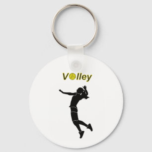 Silhouette of a woman playing volleyball Key Ring