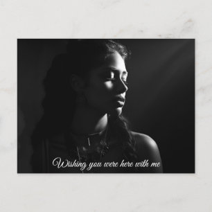 Silhouette of a woman's face B&W photo Postcard