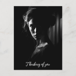 Silhouette of a woman's face B&W photo Postcard