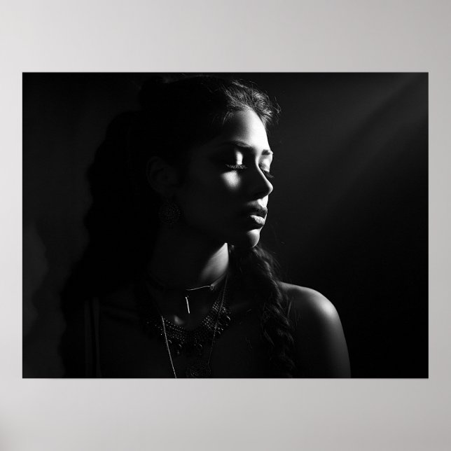 Silhouette of a woman's face B&W photo Poster (Front)