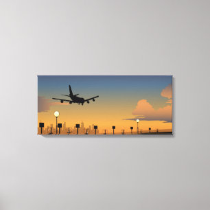 Silhouette of an aeroplane in flight canvas print