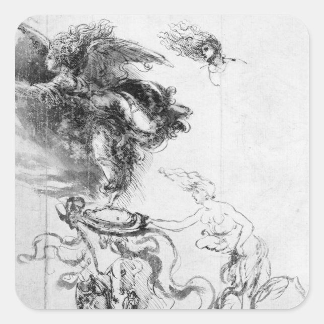 Silhouette of an Angel Square Sticker (Front)