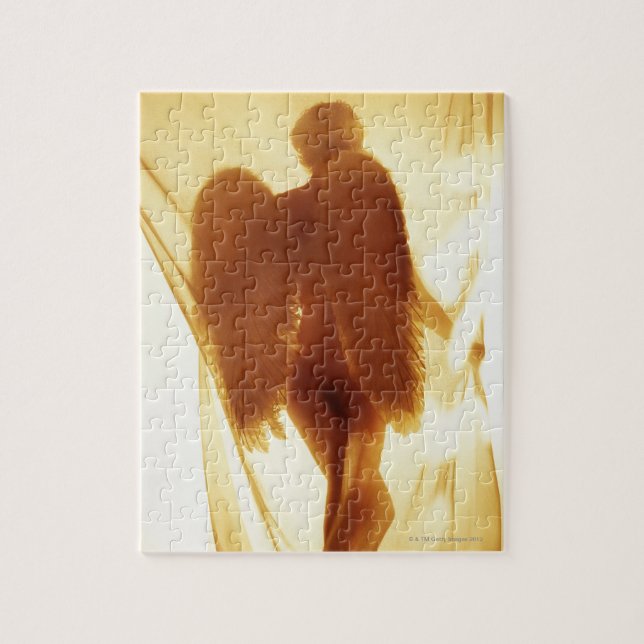 Silhouette of an angel with wings jigsaw puzzle (Vertical)