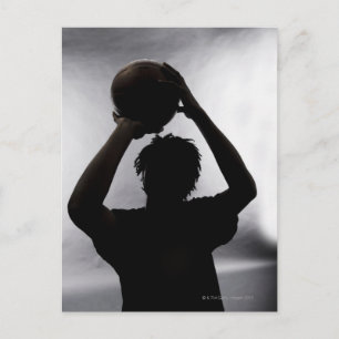 Silhouette of basketball player postcard