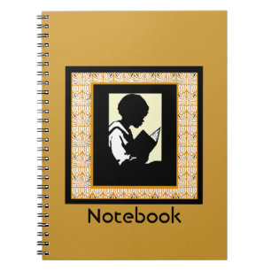 Silhouette of Boy Reading  Blank Book