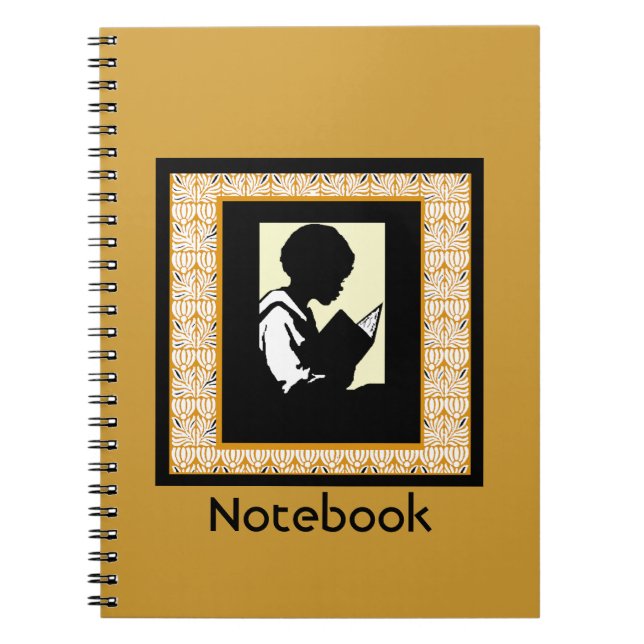 Silhouette of Boy Reading  Blank Book (Front)