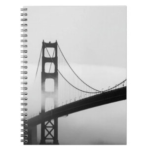 SILHOUETTE OF BRIDGE COVERED BY MIST NOTEBOOK
