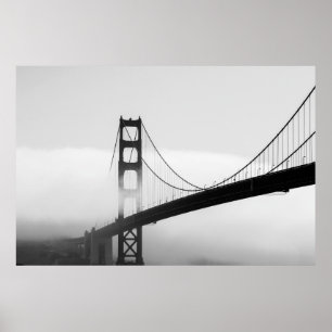 SILHOUETTE OF BRIDGE COVERED BY MIST POSTER