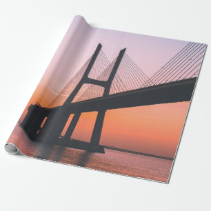 SILHOUETTE OF BRIDGE UNDER CLEAR SKY WRAPPING PAPER