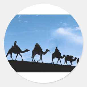 Silhouette of Camel Caravan Classic Round Sticker