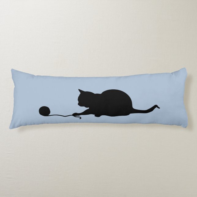 Silhouette of Cat at Play Body Cushion (Front)