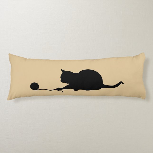 Silhouette of Cat at Play Body Cushion (Front)