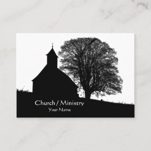 Silhouette of Church and Tree, Christian Business Card