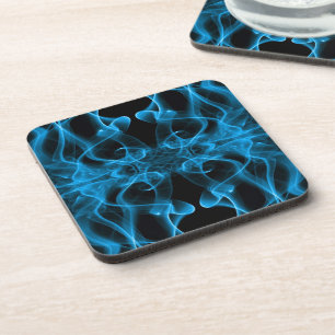 Silhouette of Coloured Smoke Abstract blue black Coaster