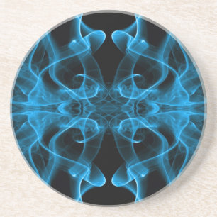 Silhouette of Coloured Smoke Abstract blue black Coaster