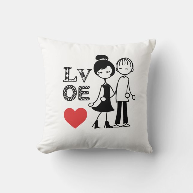 Silhouette of couple, love, heart. cushion (Front)