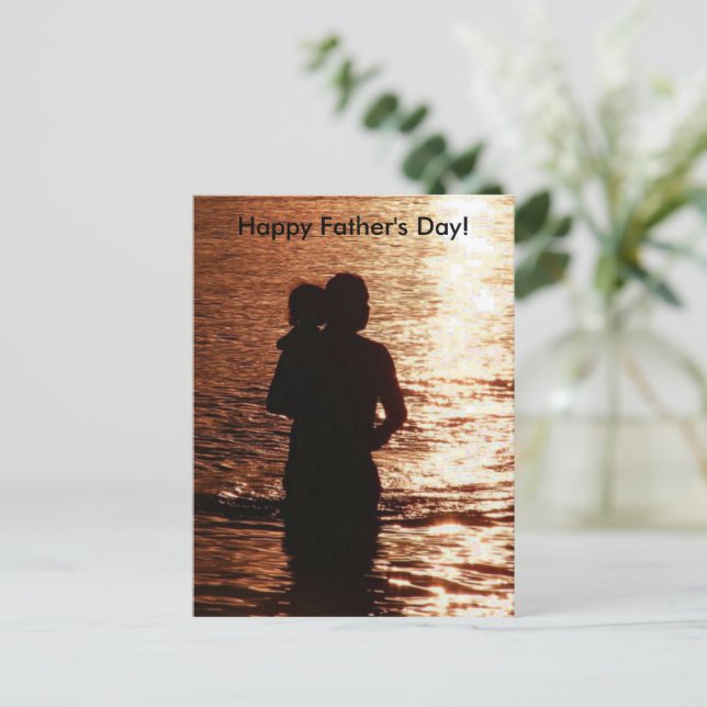 Silhouette of Dad and Child Father's Day Postcard (Standing Front)
