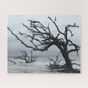Silhouette of dead tree at Jekyll Island  Jigsaw Puzzle