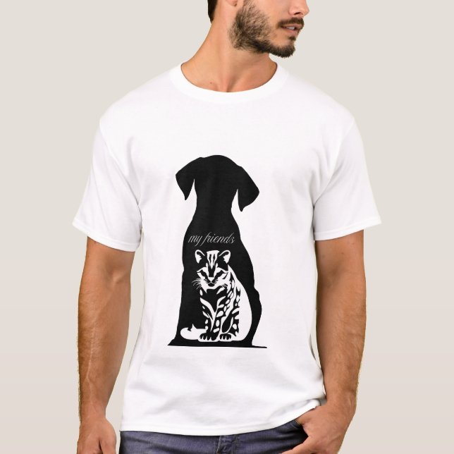Silhouette of Dog with Cat Inside and “My Friends” T-Shirt (Front)