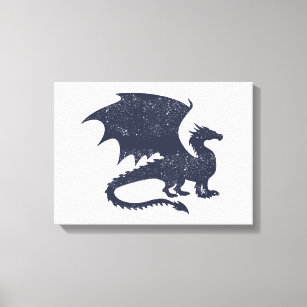 Silhouette of dragon - Choose background colour Canvas Print