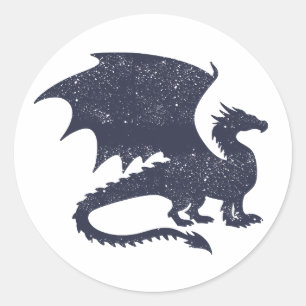 Silhouette of dragon - Choose background colour Classic Round Sticker