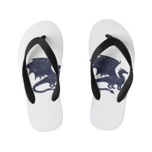Silhouette of dragon - Choose background colour Kid's Flip Flops