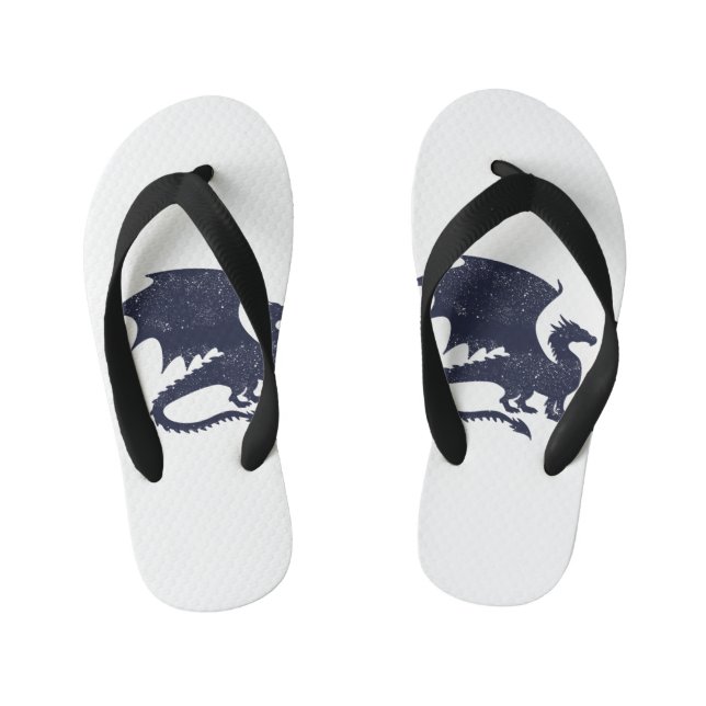 Silhouette of dragon - Choose background colour Kid's Flip Flops (Footbed)