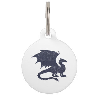 Silhouette of dragon - Choose background colour Pet Tag