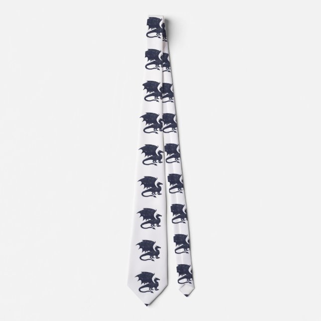 Silhouette of dragon - Choose background colour Tie (Front)