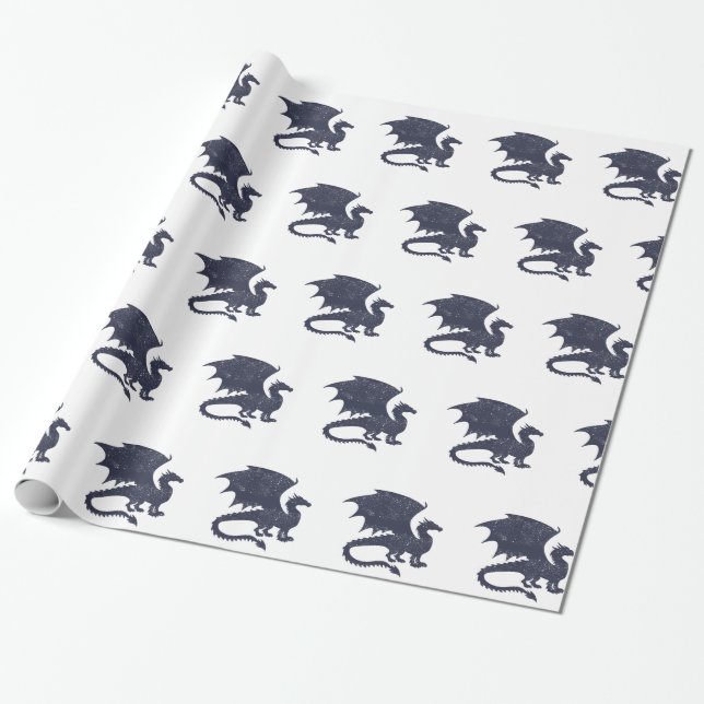 Silhouette of dragon - Choose background colour Wrapping Paper (Unrolled)