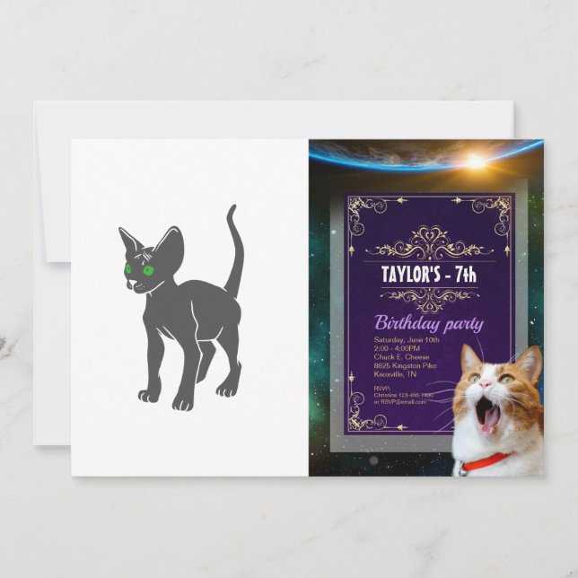 Silhouette of Egyptian  cat - Choose back color Invitation (Front)