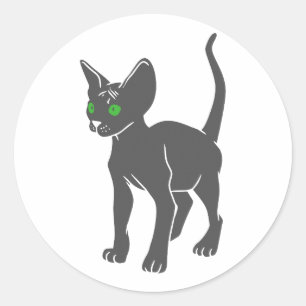 Silhouette of Egyptian cat - Choose back colour Classic Round Sticker
