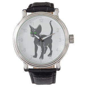 Silhouette of Egyptian cat - Choose back colour Watch