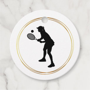 Silhouette of Female Tennis Player Gift Tag