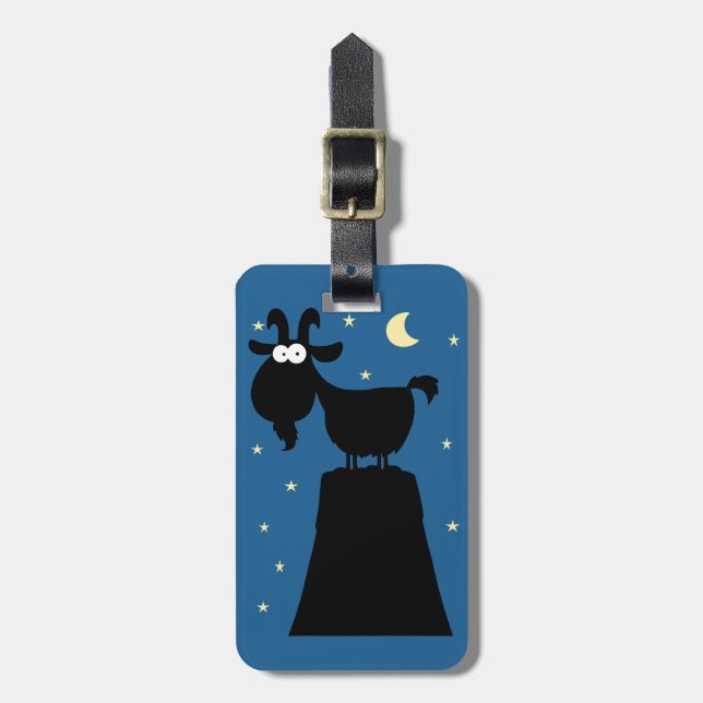 Silhouette of Goat on Mountain Luggage Tag (Front Vertical)