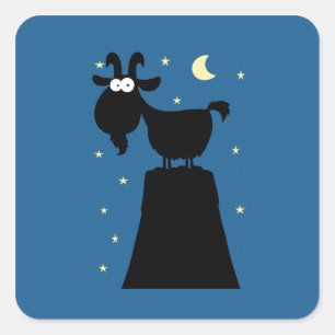 Silhouette of Goat on Mountain Square Sticker