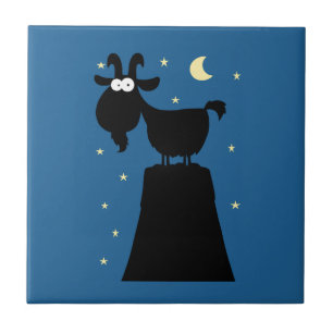 Silhouette of Goat on Mountain Tile
