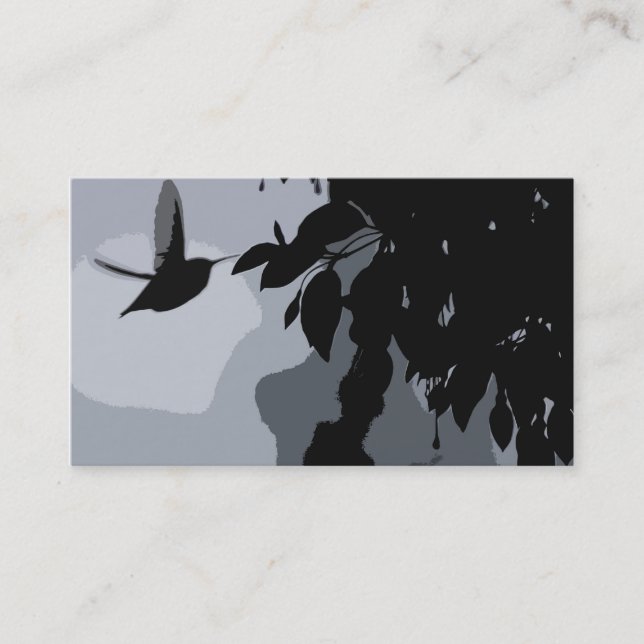 Silhouette Of Hummingbird & Fushia Business Card (Front)