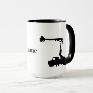 Silhouette of Lineman Truck and Linemen Mug