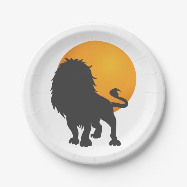 Silhouette of lion - Choose background colour Paper Plate (Front)