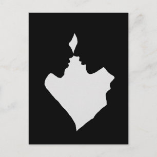silhouette of man and woman in love postcard